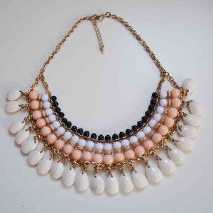 Collar Necklace Beads Beaded Pink Black White Gold
